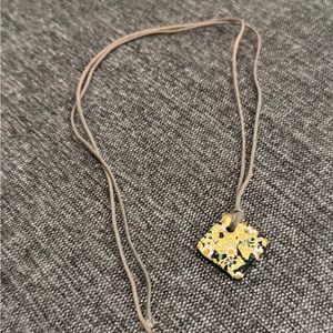 Yellow and green venetian glass Pendant Necklace